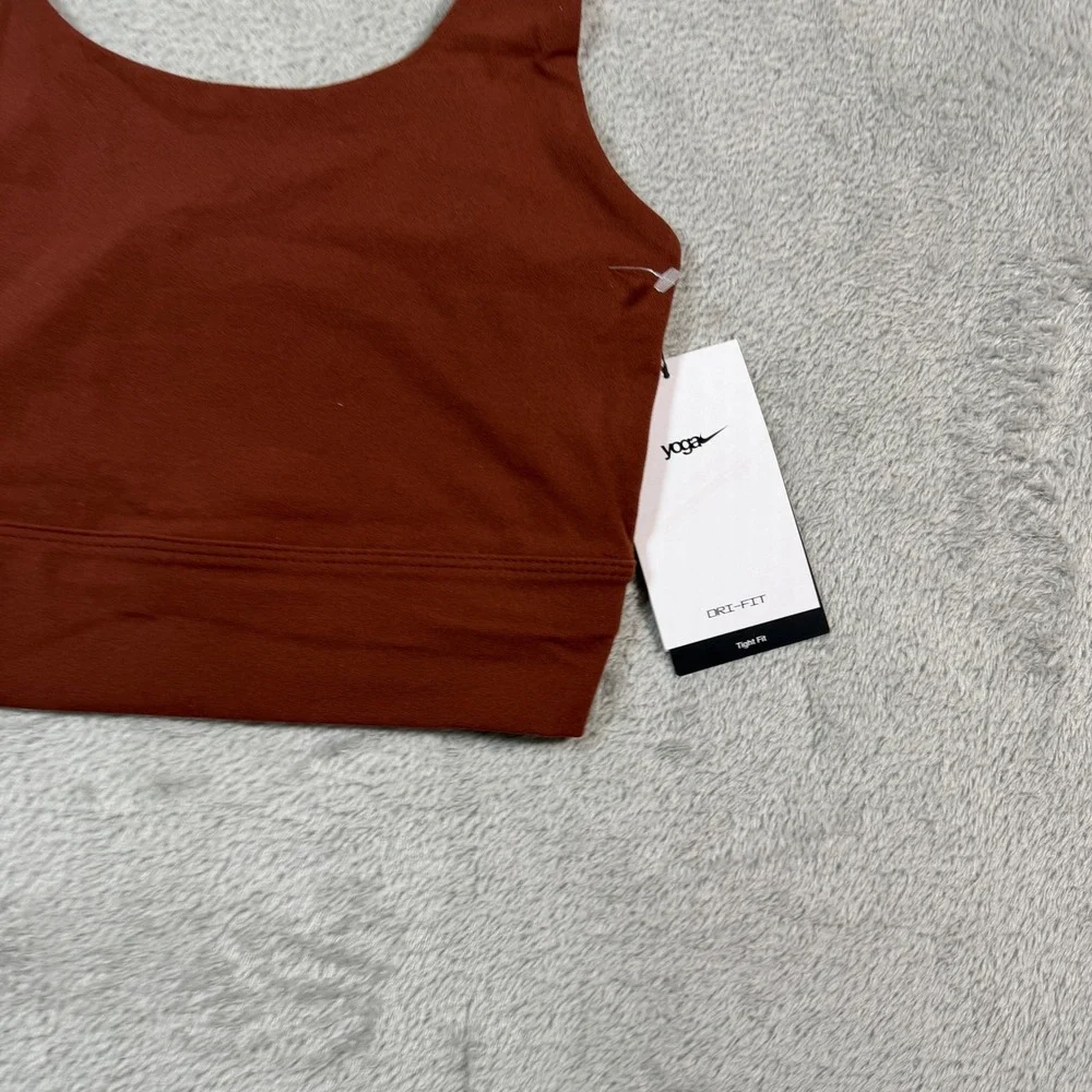 Nike Yoga LUXE Infinalon Crop Tank Top Womens Maroon XS Tight Fit CV0576-217 NWT